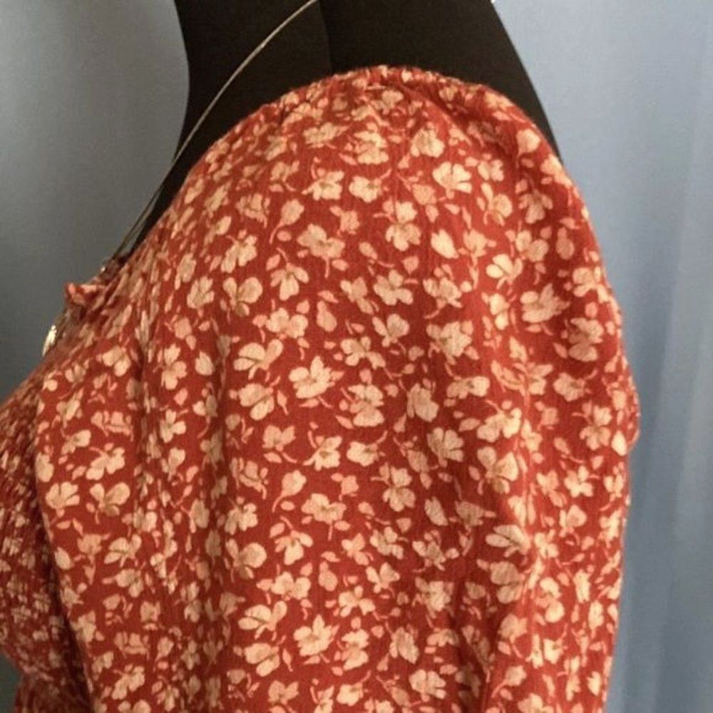 American Eagle Smocked Square Neck Peplum Blouse Size XS - Picture 10 of 12